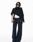IAMXIAA Asymmetric Turtleneck Knit Cape Poncho
