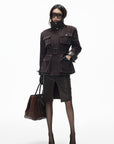 IAMXIAA Belted Utility Jacket with Stand Collar and Multi-Pocket Details
