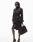 IAMXIAA Belted Utility Jacket with Stand Collar and Multi-Pocket Details