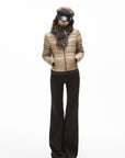 IAMXIAA Quilted Puffer Jacket with Faux Fur Scarf