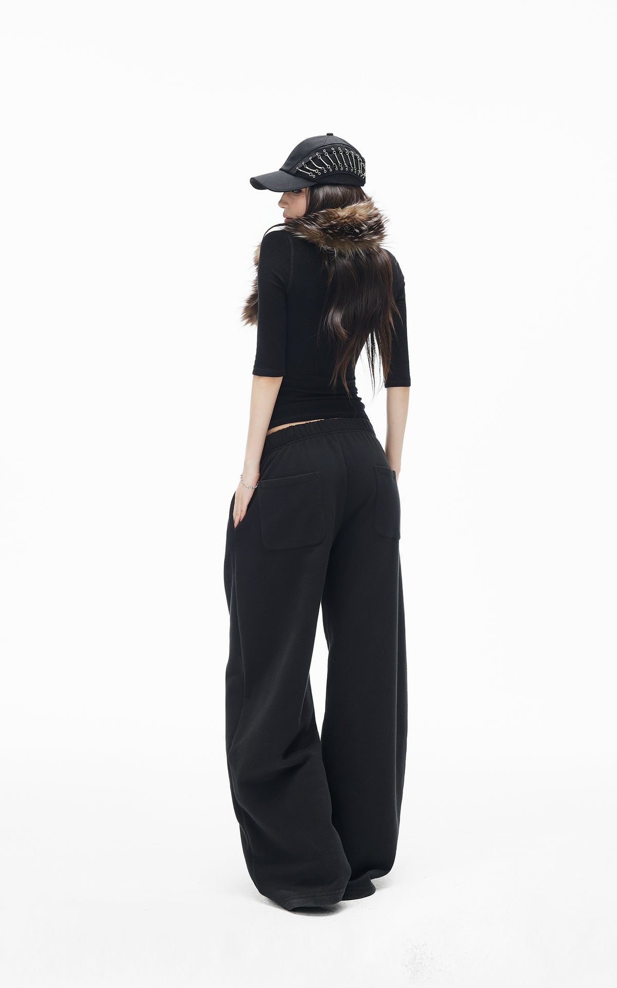 IAMXIAA Rhinestone Logo Wide-Leg Sweatpants
