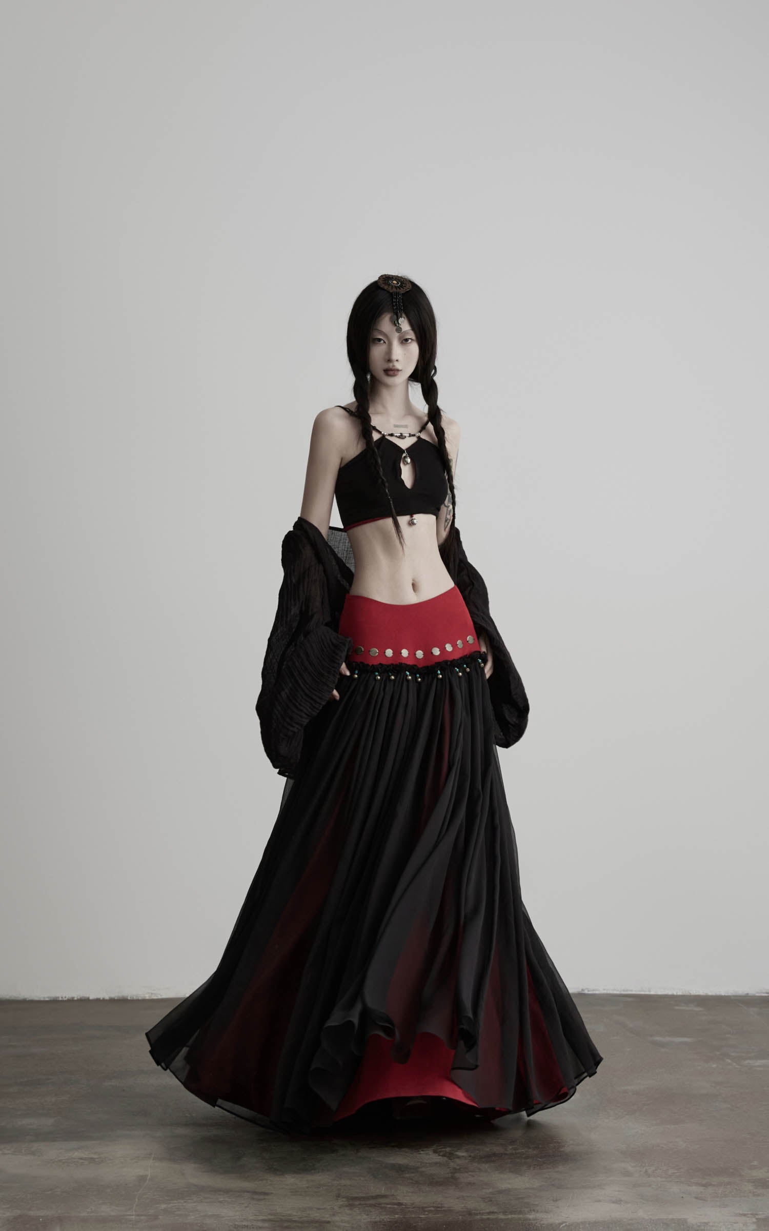 DOINDULGE Mesh Layered Maxi Skirt