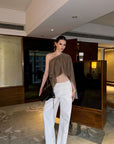 0122stepll Asymmetric Draped One-Shoulder Top