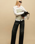 0122stepll Belted Bustier Vest & Relaxed Shirt Set