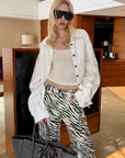 0122stepll Zebra Print Low-Rise Wide-Leg Denim Pants