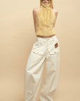 0122stepll Faux Fur Open-Back Halter Top