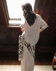0122stepll Zebra Scarf Oversized Tee & Drawstring Maxi Skirt Lounge Set