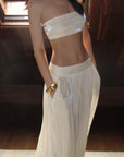 0122stepll Strapless Bandeau Top & Low-Rise Balloon Pants Set