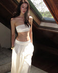 0122stepll Strapless Bandeau Top & Low-Rise Balloon Pants Set