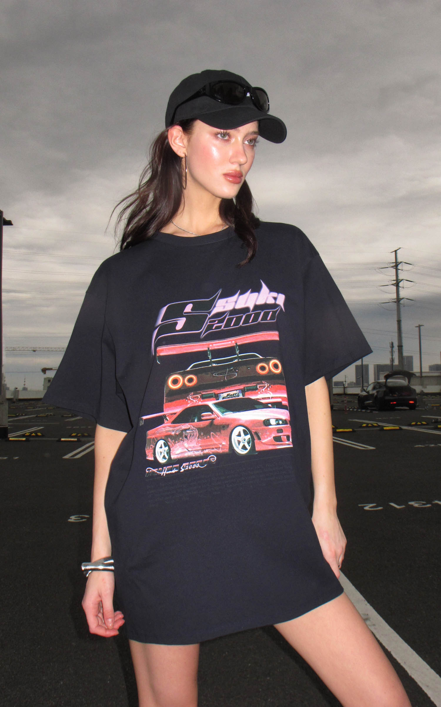 0122stepll スキ2000オーバーサイズグラフィックTシャツ