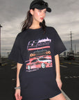 0122stepll スキ2000オーバーサイズグラフィックTシャツ