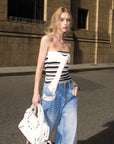 0122stepll Contrast Pocket Wide-Leg Denim Pants