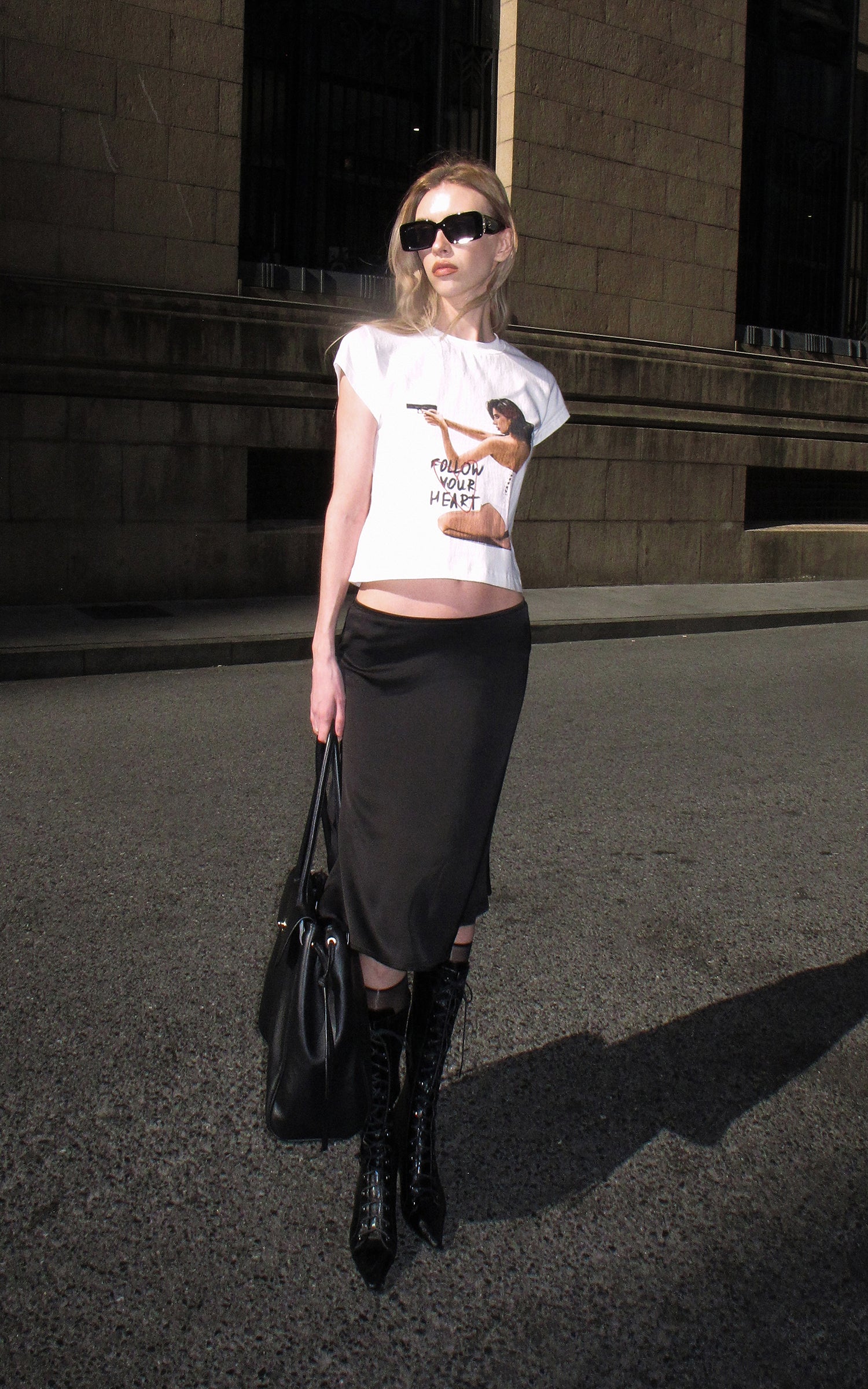 0122stepll Fluid Satin Midi Skirt