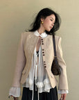 Hydrae Embroidered Fitted Blazer Structured Waist Cropped Jacket Vintage Inspired Tailored Top