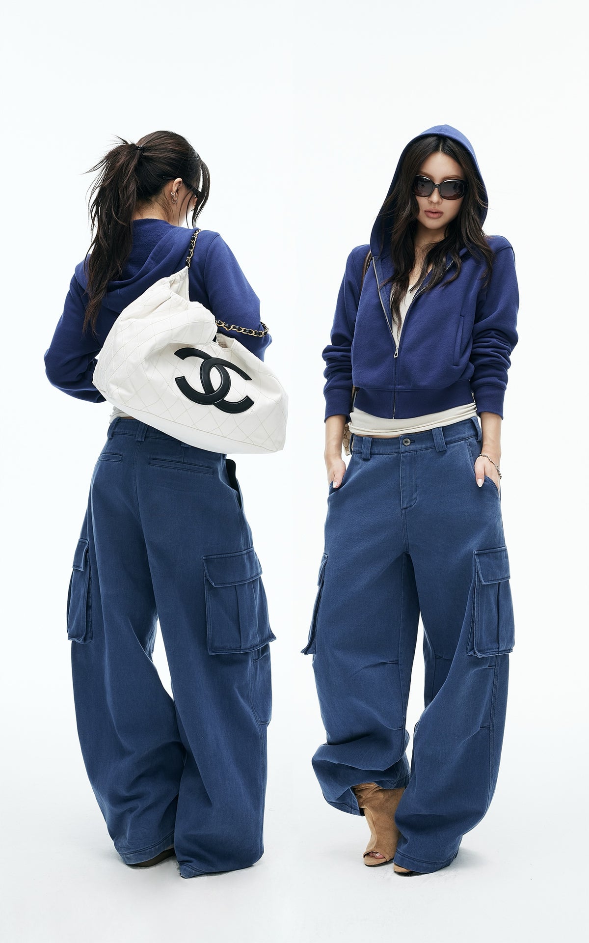 IAMXIAA Vintage Blue Oversized Cargo Jeans