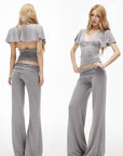 IAMXIAA Open-Back Draped Top & Wide-Leg Pants Set