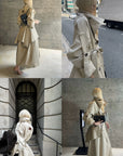 Rase le sol Sculpted High-Collar Layered Trench Coat