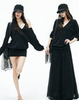 IAMXIAA Deep V Relaxed Longline Knit Sweater