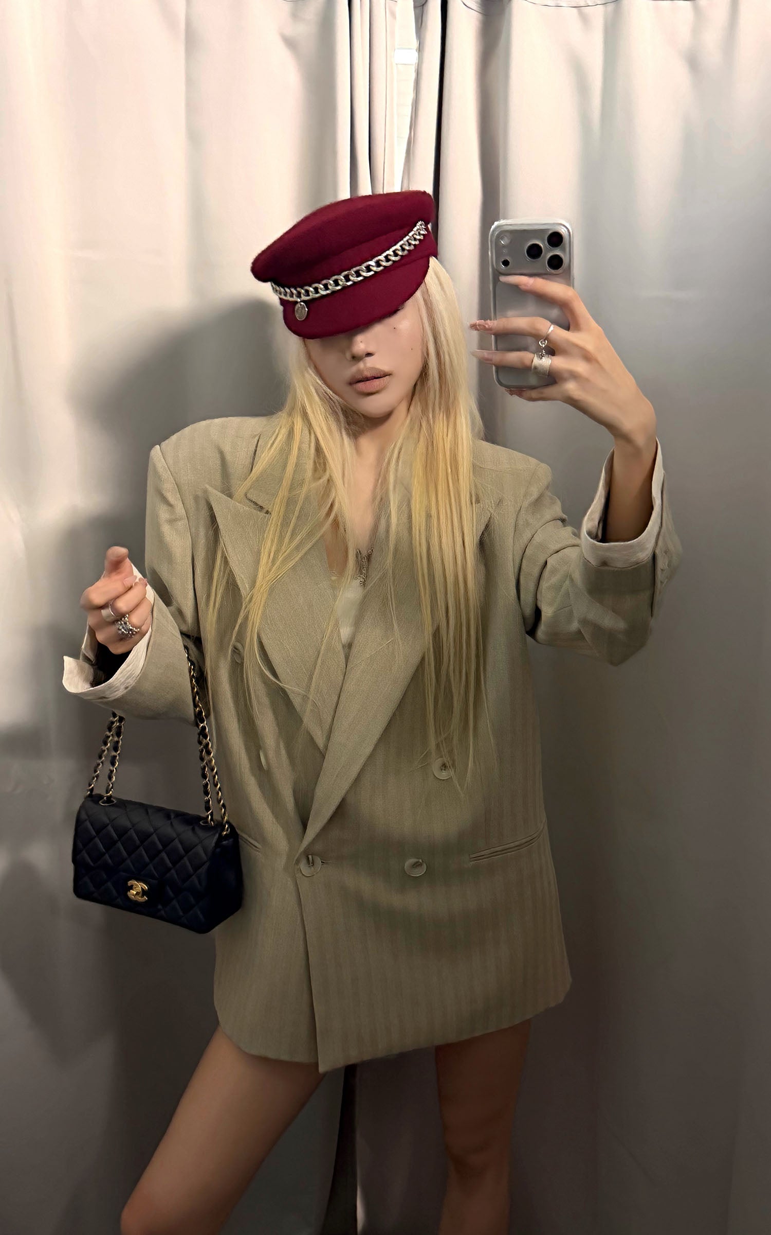 Rase le sol Layered Cuff Oversized Double-Breasted Blazer