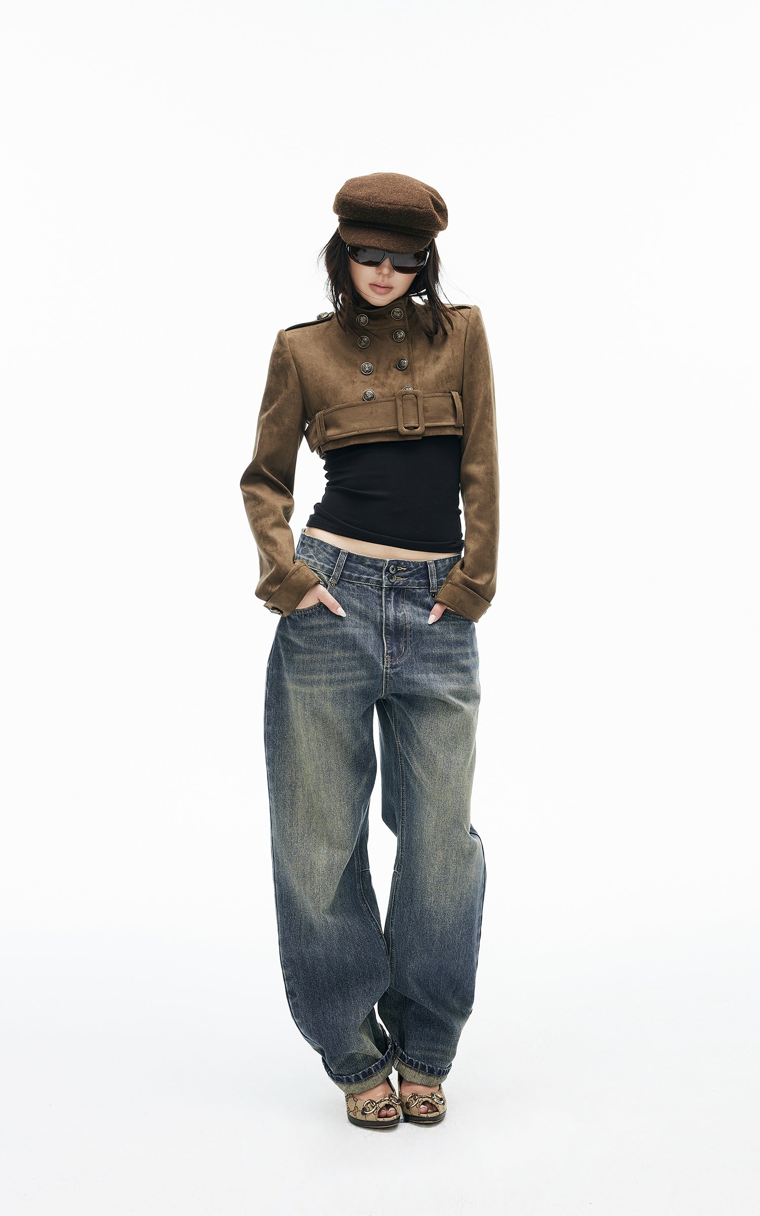 IAMXIAA Military Belted Ultra Cropped Jacket
