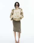 IAMXIAA High-Neck Cropped Balloon Trench Jacke
