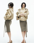 IAMXIAA High-Neck Cropped Balloon Trench Jacke
