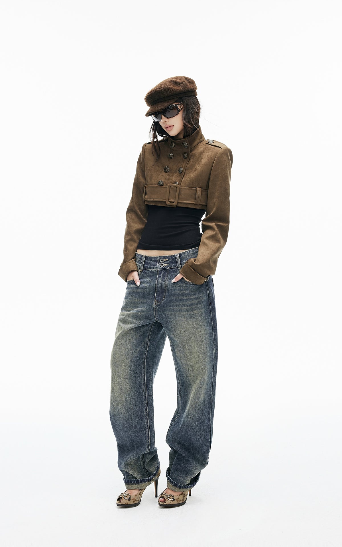 IAMXIAA Military Belted Ultra Cropped Jacket