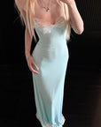 Rase le sol Lace-Trim Open Back Maxi Dress