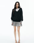 IAMXIAA Low-Rise Heather Grey Drop-Waist Ruffle Mini Skirt