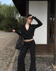 Hydrae Deep V Wrap Tie-Waist Soft Knit Cardigan