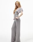IAMXIAA Open-Back Draped Top & Wide-Leg Pants Set