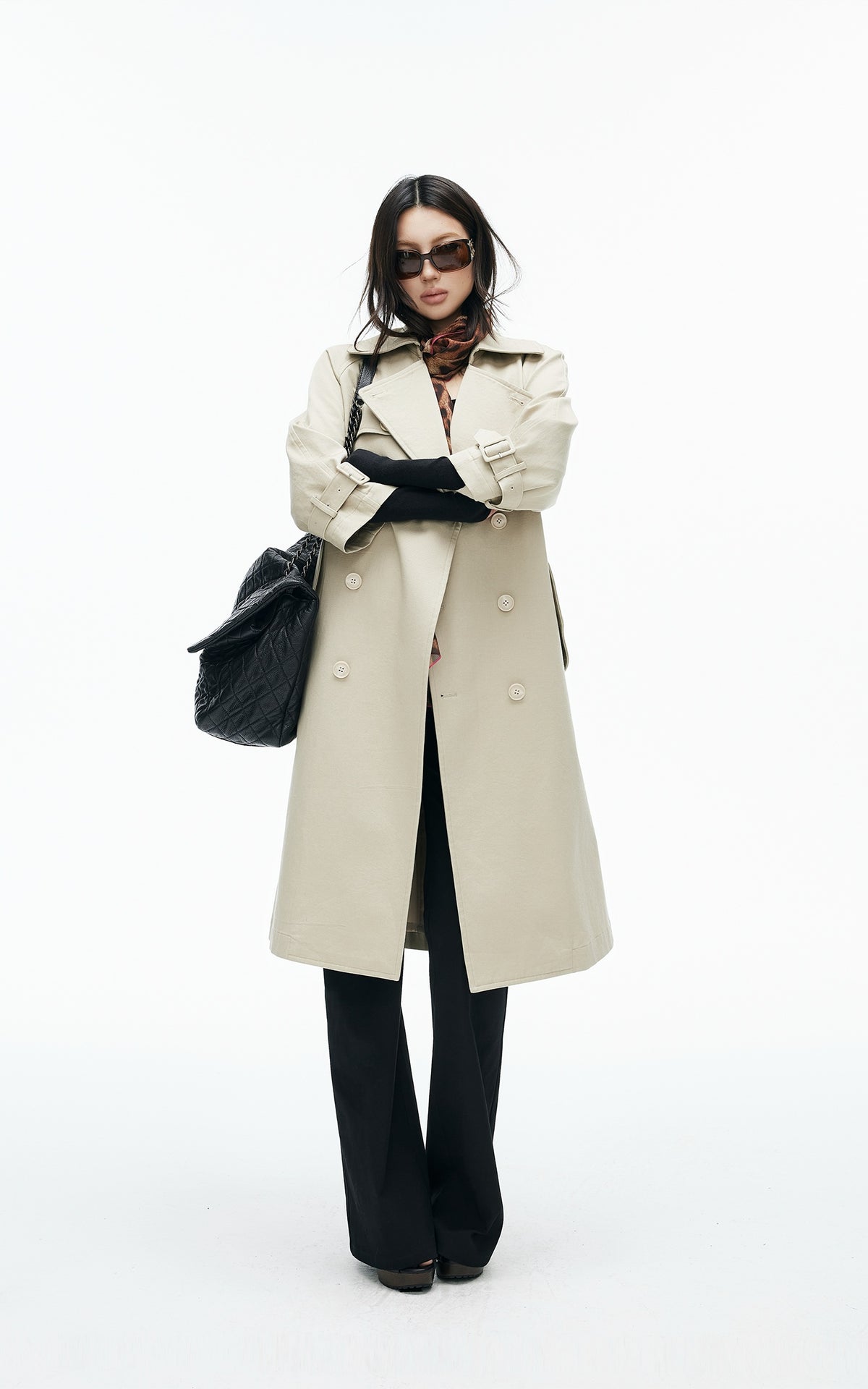 IAMXIAA Belted Oversized Long Trench Coat