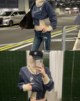 Rase le sol Sculpted High-Neck Corset Denim Jacket