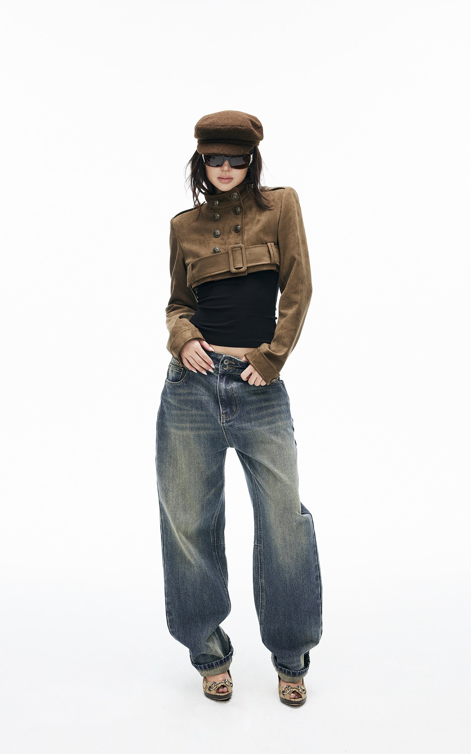IAMXIAA Military Belted Ultra Cropped Jacket