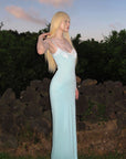 Rase le sol Lace-Trim Open Back Maxi Dress