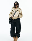 IAMXIAA High-Neck Cropped Balloon Trench Jacke