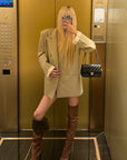 Rase le sol Layered Cuff Oversized Double-Breasted Blazer