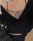 Hydrae Deep V Wrap Tie-Waist Soft Knit Cardigan