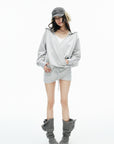 IAMXIAA Wrap Drawstring Hooded Long Sleeve Top