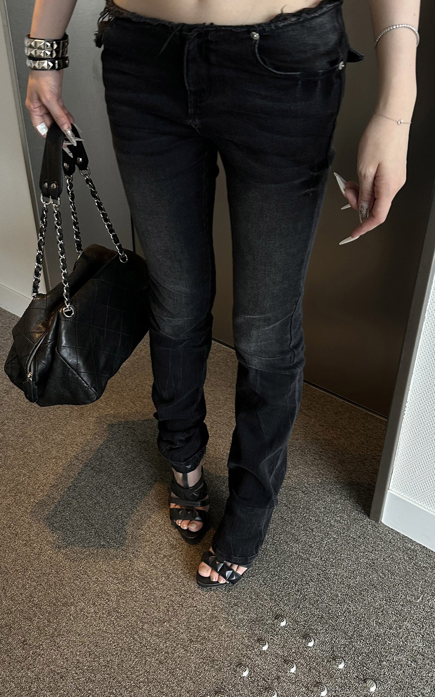 Rase le sol Low-Rise Washed Flared Pants
