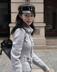 Hydrae Double-Breasted Knit Zip-Up Jacket