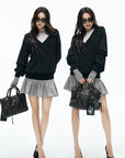 IAMXIAA Low-Rise Heather Grey Drop-Waist Ruffle Mini Skirt