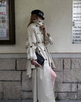 Rase le sol Sculpted High-Collar Layered Trench Coat