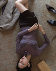 Hydrae 로제트 플로럴 긴팔 슬림핏 탑