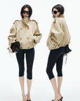 IAMXIAA High-Neck Cropped Balloon Trench Jacke