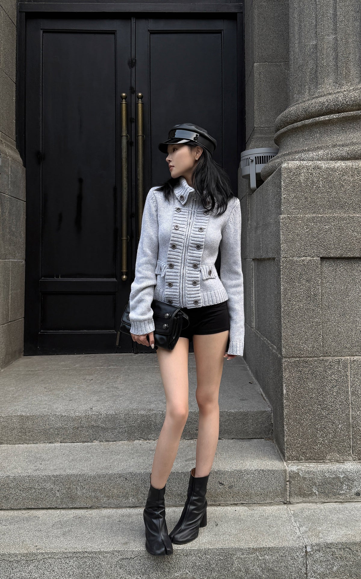 Hydrae Double-Breasted Knit Zip-Up Jacket