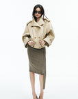 IAMXIAA High-Neck Cropped Balloon Trench Jacke