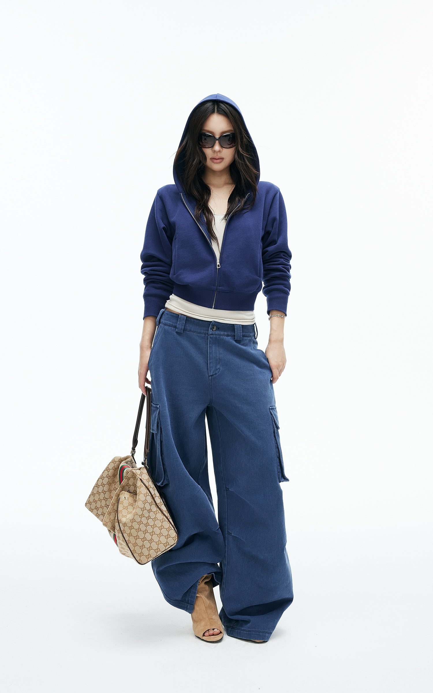 IAMXIAA Vintage Blue Oversized Cargo Jeans