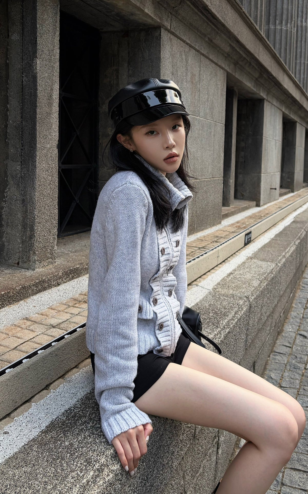 Hydrae Double-Breasted Knit Zip-Up Jacket