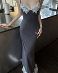 Rase le sol Lace-Trim Open Back Maxi Dress